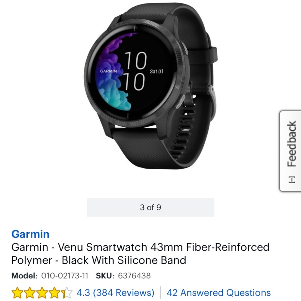 Garmin Venu Smart Watch 43mm Fiber reinforced polymore